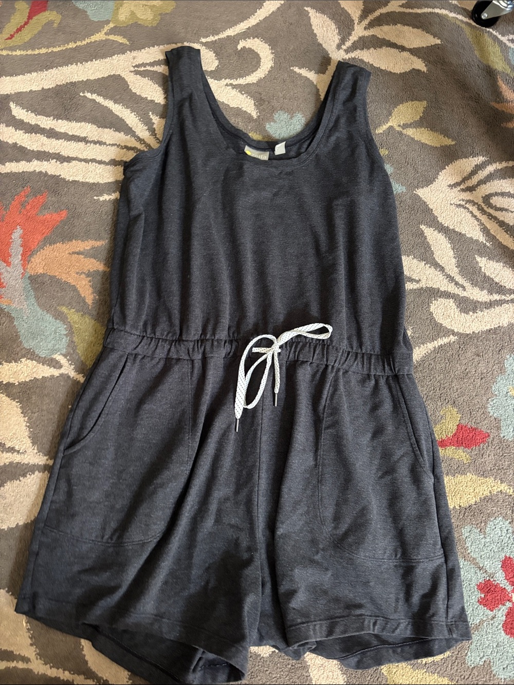Zella Charcoal Black Sleeveless Drawstring One-Piece